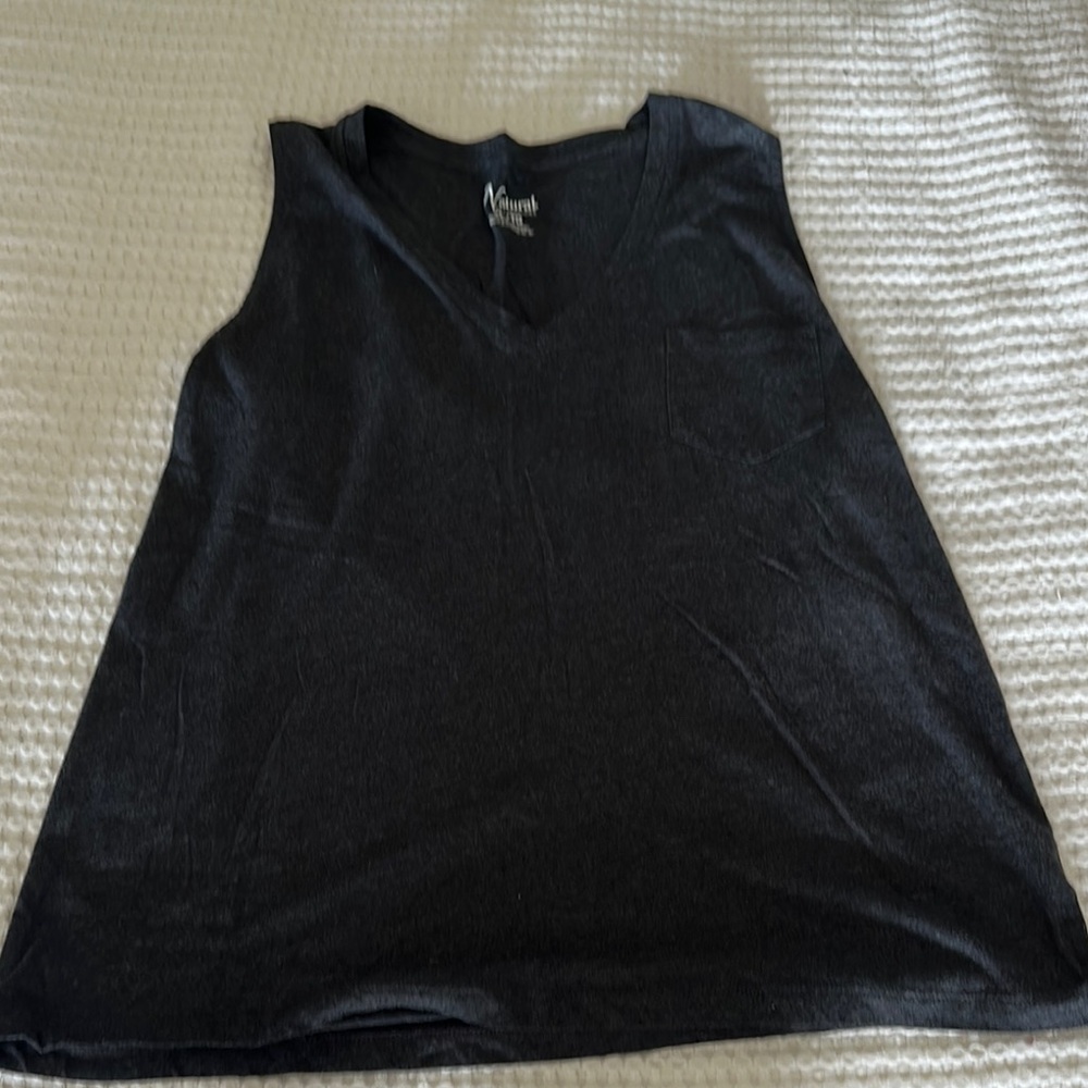 Natural Reflections Black V-Neck Tank with Pocket